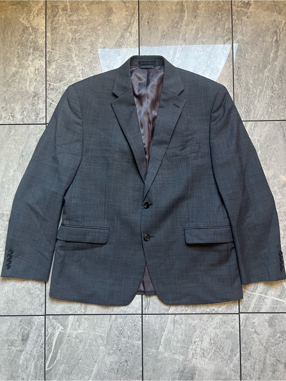 Lauren Ralph Lauren Charcoal Gray Suit Jacket Blazer Mens 42S Natural Stretch